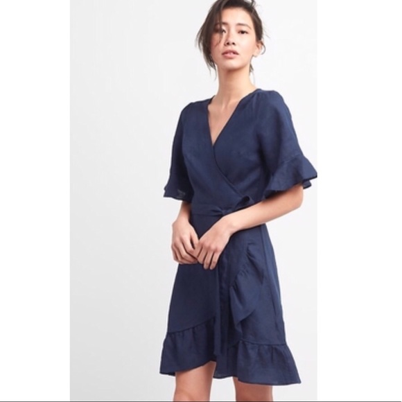 gap ruffle wrap dress